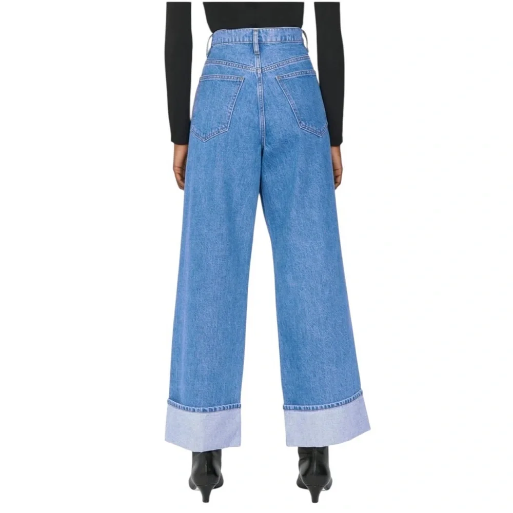 Frame Wide Leg Jeans 31 High Rise Everyday Quiet Luxury Streetwear Rolled Cuff